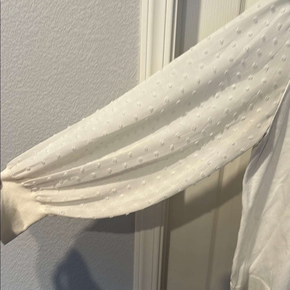 Cece Cream Lightweight Sweater With Sheer Polka D… - image 4